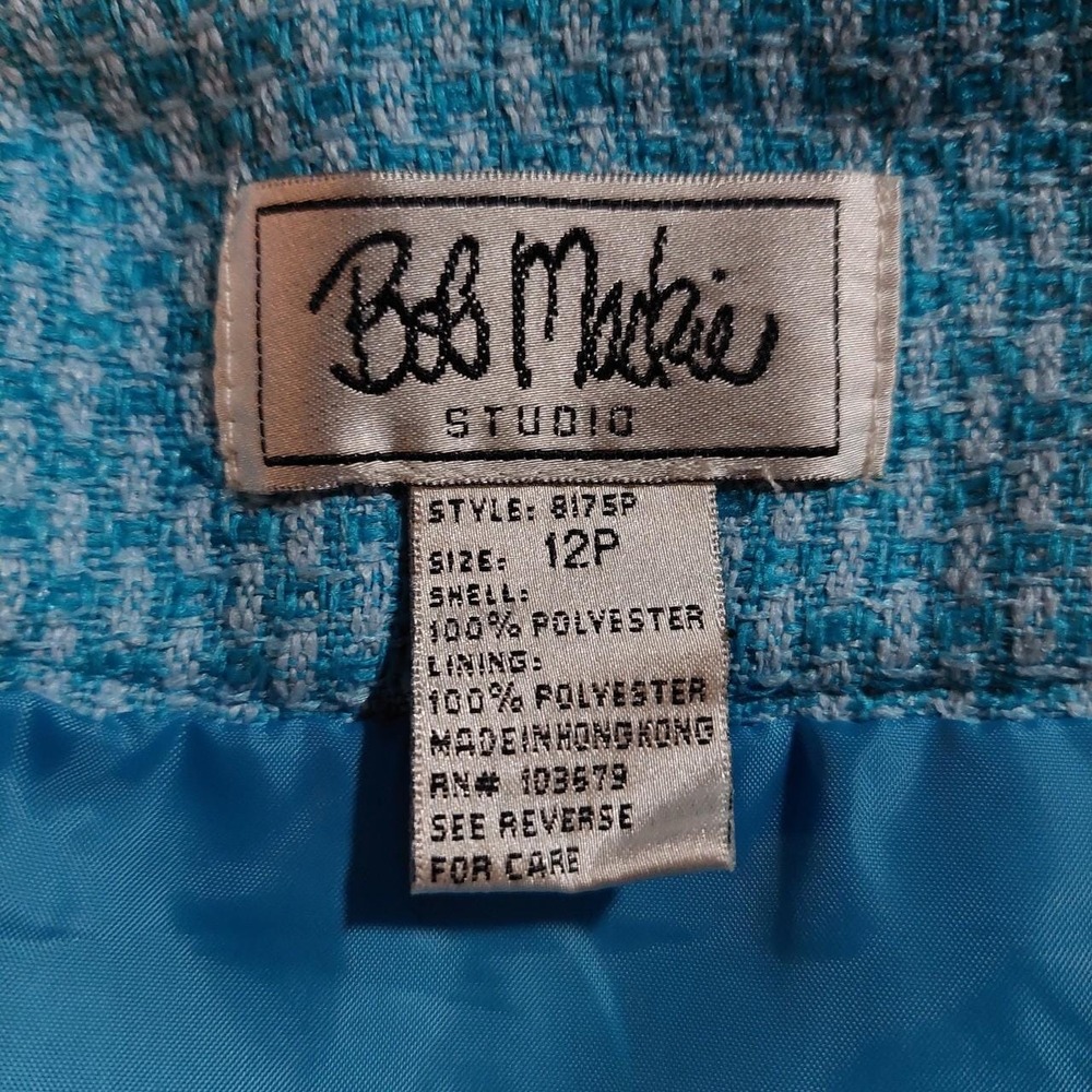 Bob Mackie Studio Vintage Blue Midi Pencil Skirt 12P Textured 90s - Picture 3 of 5